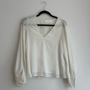 ASTR the Label White Sheer Long Sleeve Blouse